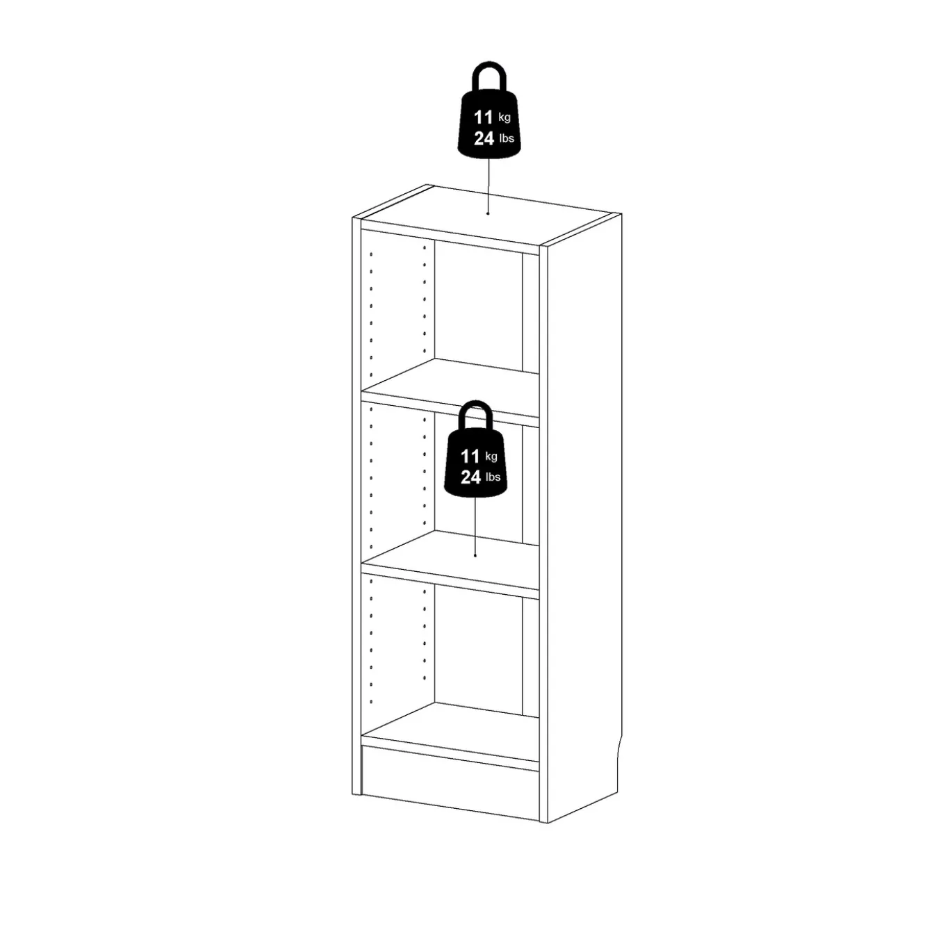 Boekenkast Basic met 2 planken Eikenlook - Giga Living