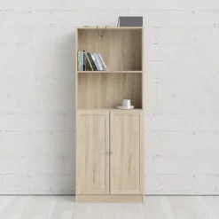Boekenkast Basic Naturel Open/dicht 79x203cm - Giga Living