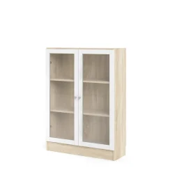 Boekenkast Basic Naturel/wit Glas 79x107cm - Giga Living