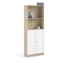 Boekenkast Basic Naturel/wit Dicht 79x203cm - Giga Living