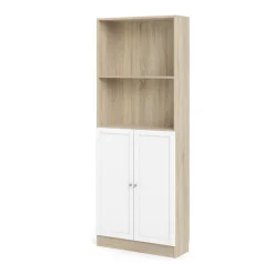 Boekenkast Basic Naturel/wit Dicht 79x203cm - Giga Living