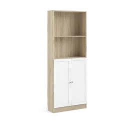 Boekenkast Basic Naturel/wit Dicht 79x203cm - Giga Living