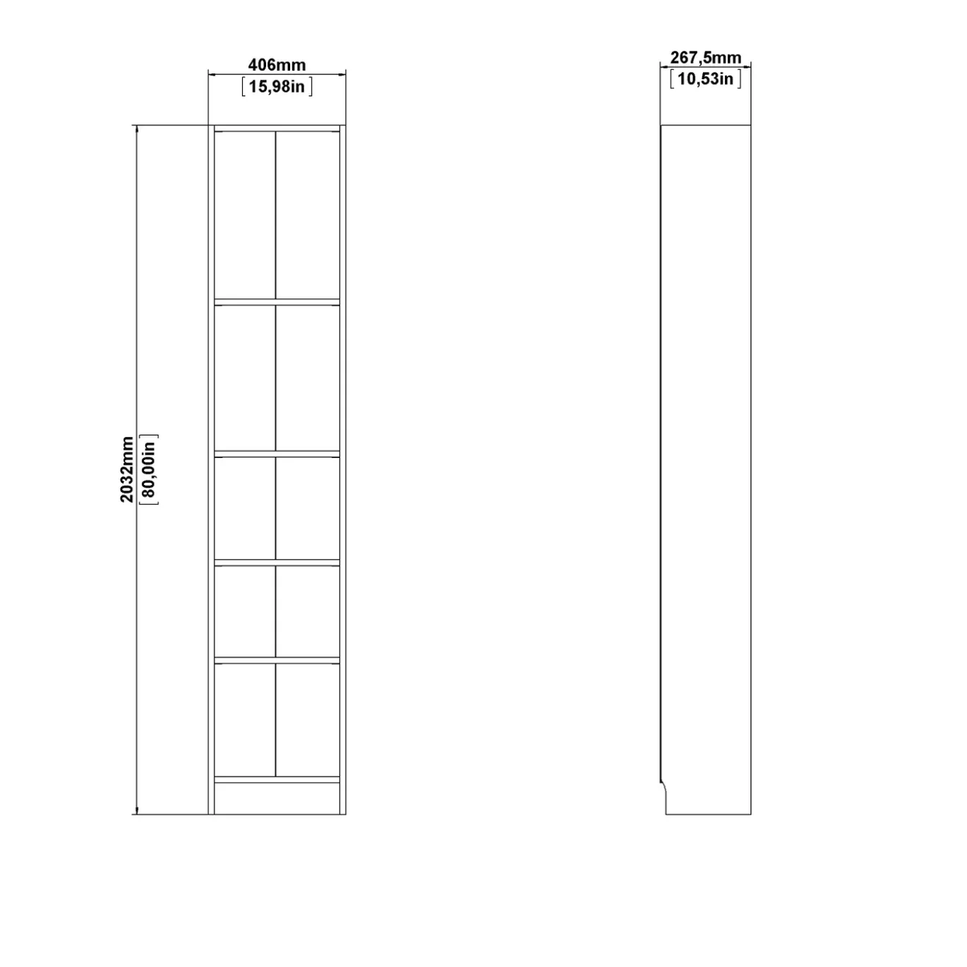 Boekenkast Basic Wit 40cm - Giga Living