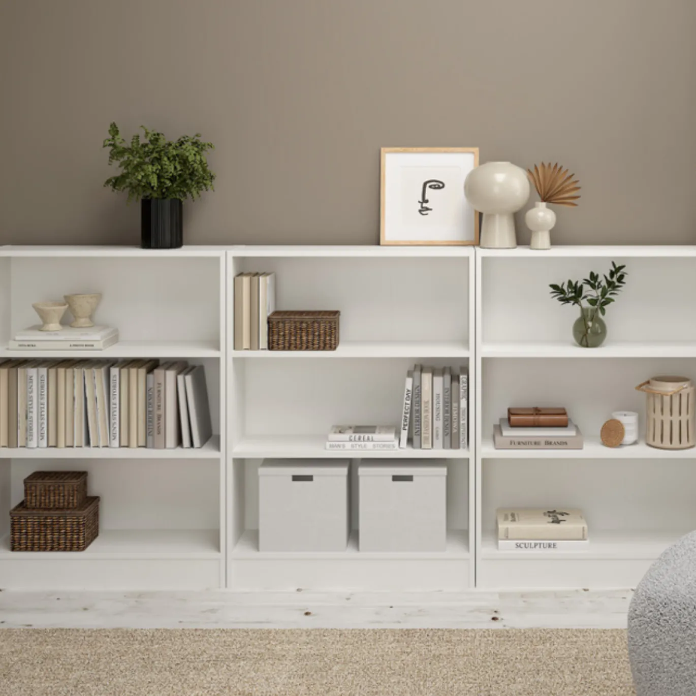 Boekenkast Basic Wit Open met 2 Planken- Giga Living