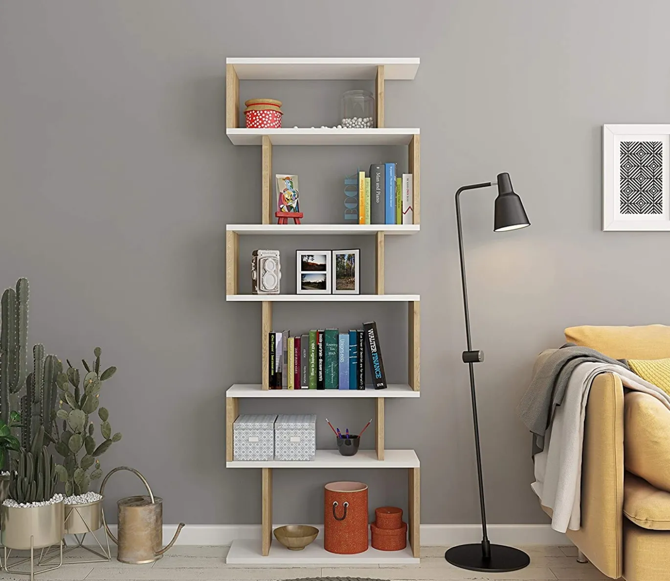 Boekenkast Bates Wit/Naturel