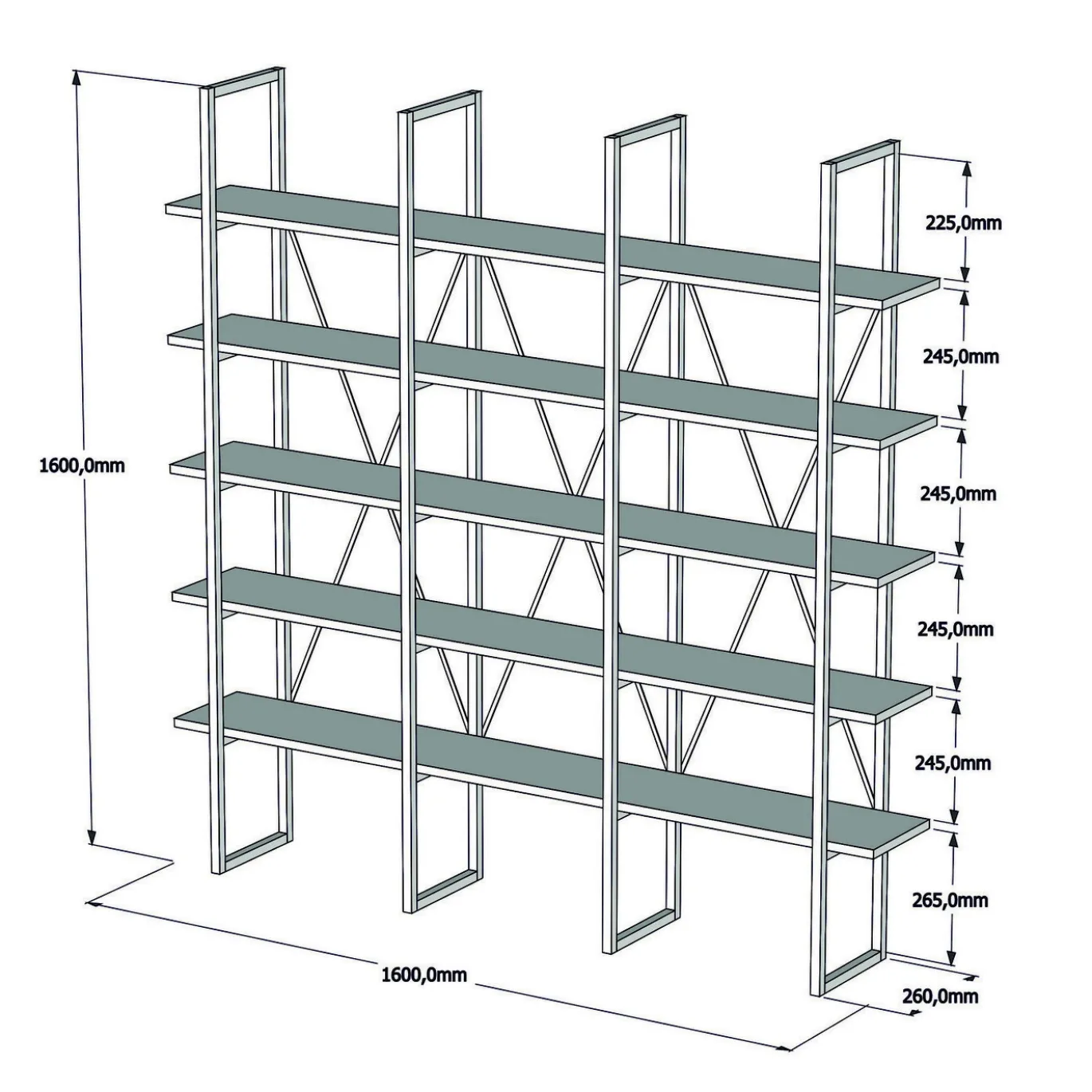 Boekenkast Beylerbeyi Melamine Walnoot Zwart