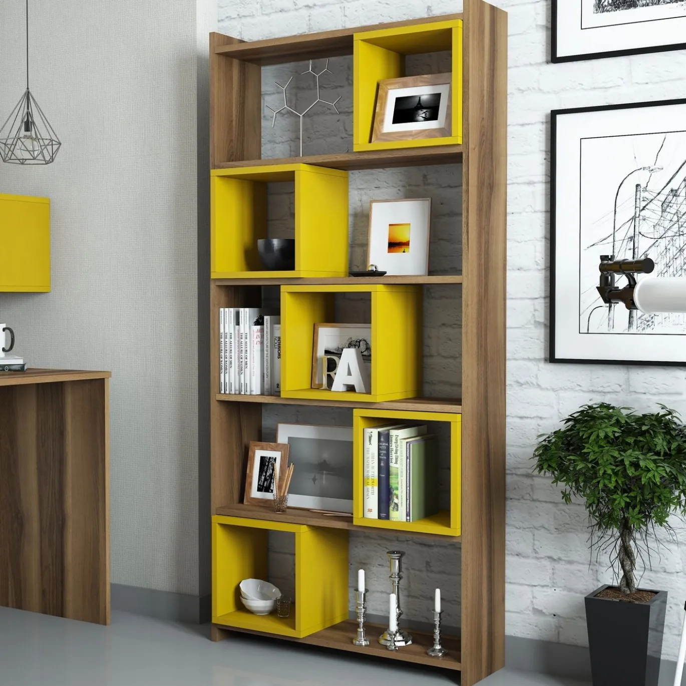 Boekenkast Box Melamine Geel