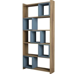 Boekenkast Box Walnoot/Blauw