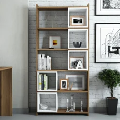 Boekenkast Box Walnoot/Wit