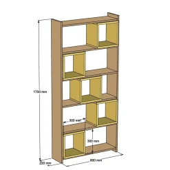 Boekenkast Box Walnoot/Wit