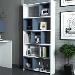 Boekenkast Box Wit/Blauw