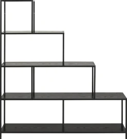 Boekenkast Bronx MDF Zwart 135x150cm - Giga Living
