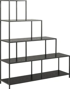Boekenkast Bronx MDF Zwart 135x150cm - Giga Living