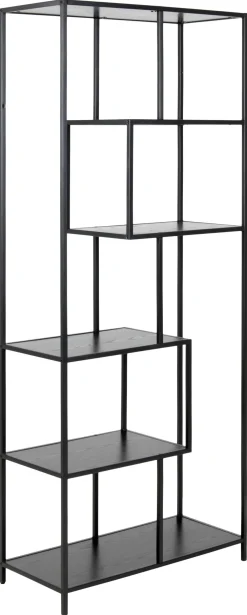 Boekenkast Bronx MDF Zwart 77x185cm - Giga Living