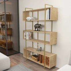 Boekenkast Bruti Naturel/Goud 180cm