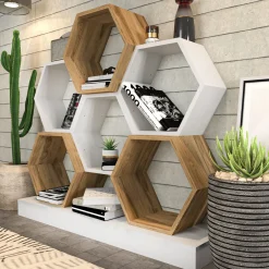 Boekenkast Cicek Wit/Naturel 120cm