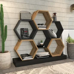 Boekenkast Cicek Zwart/Naturel 120cm