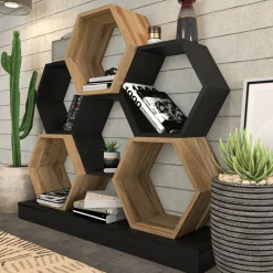 Boekenkast Cicek Zwart/Naturel 120cm