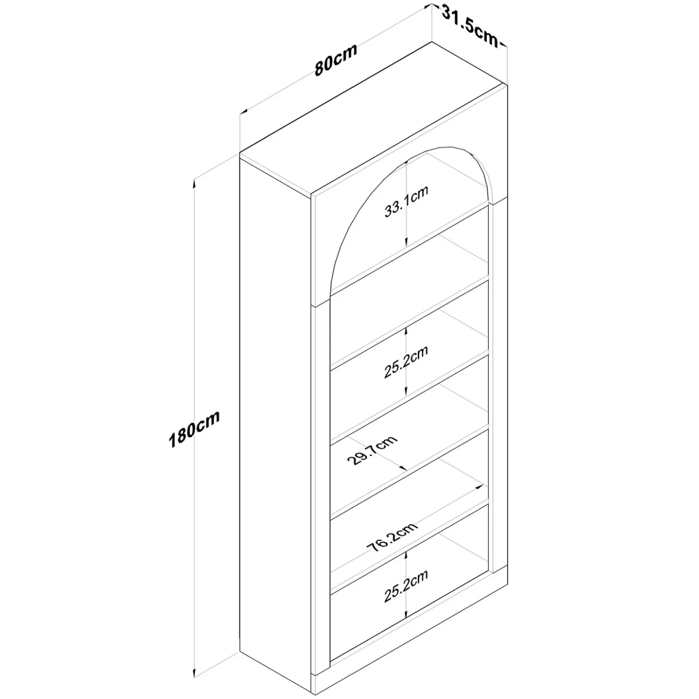 Boekenkast Elvan Wit 180cm