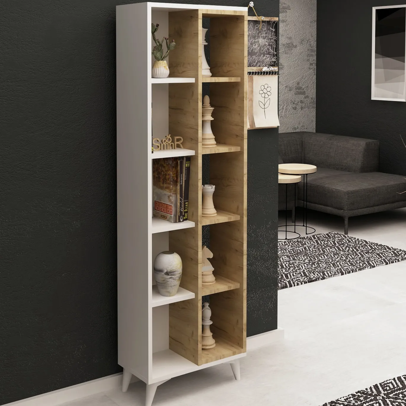 Boekenkast Enzamu Wit/Naturel 160cm