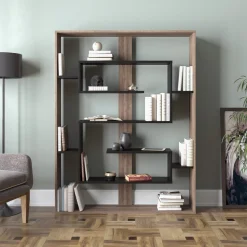 Boekenkast Esteban Walnoot/Zwart 120x155cm