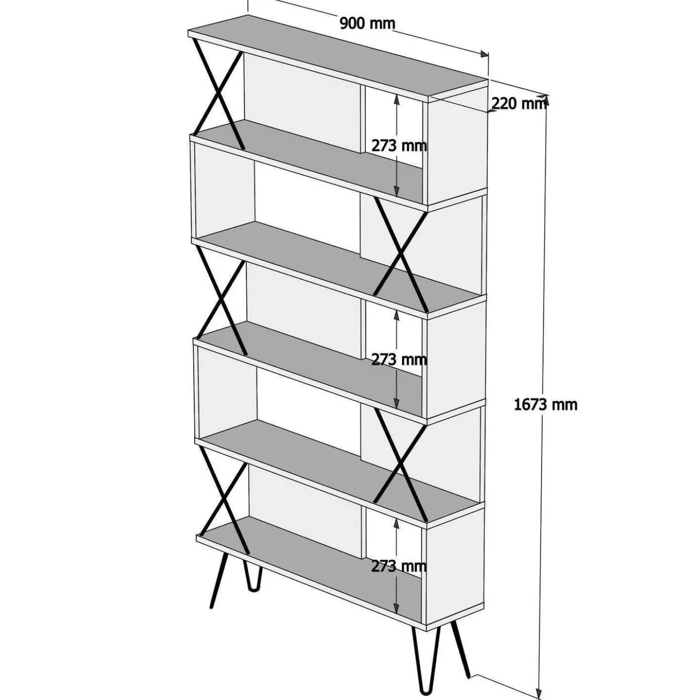 Boekenkast Extra Walnoot 167cm