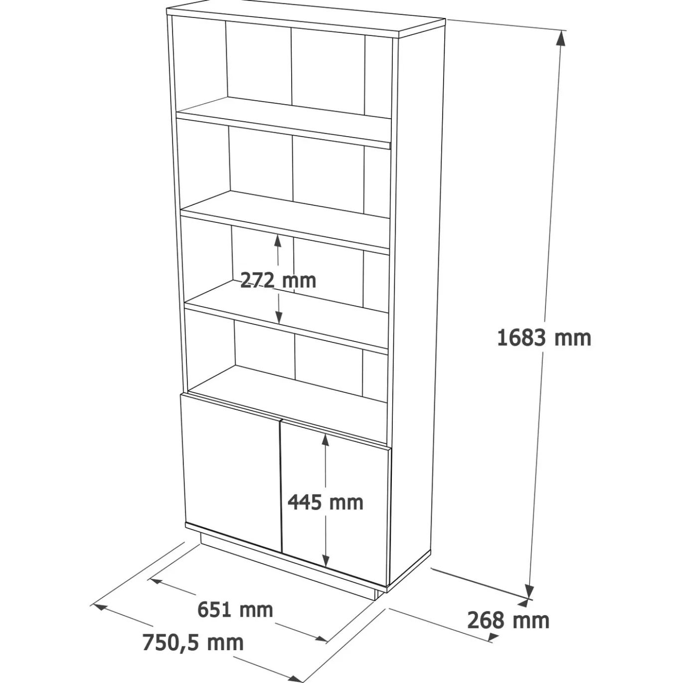Boekenkast Filizoren Antraciet/Naturel