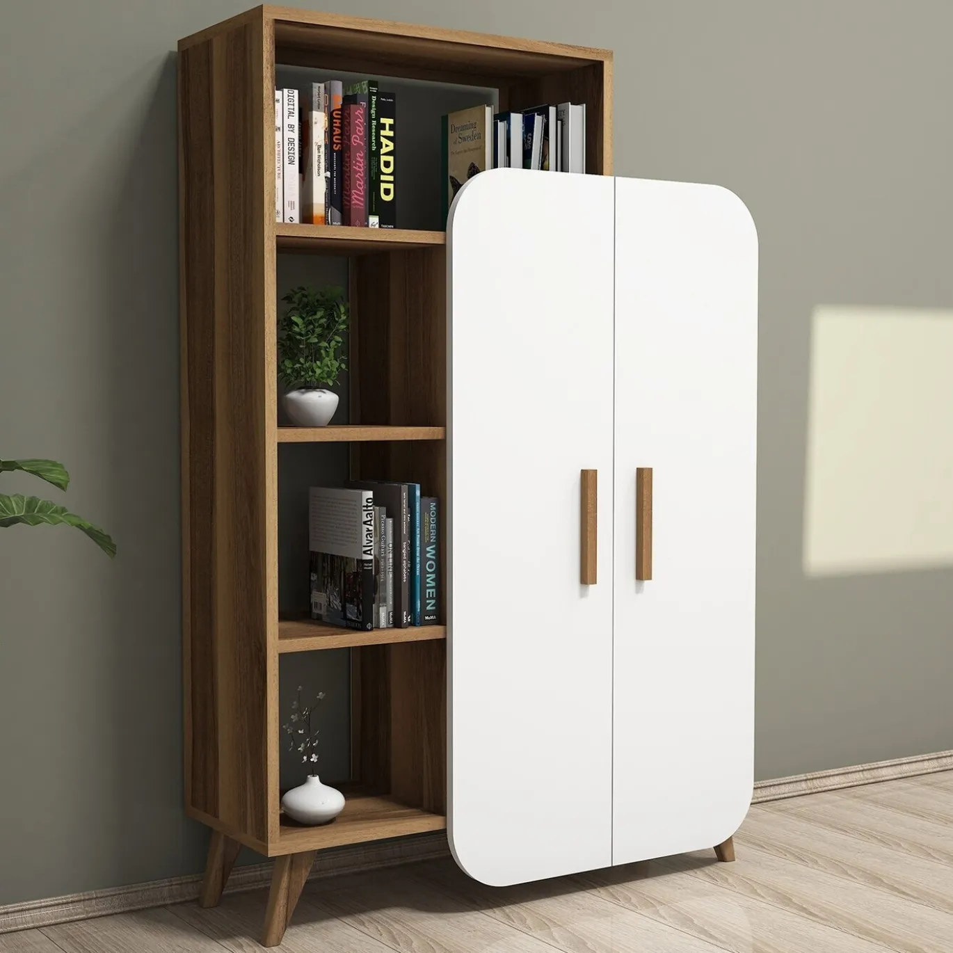 Boekenkast Form Melamine Walnoot Wit