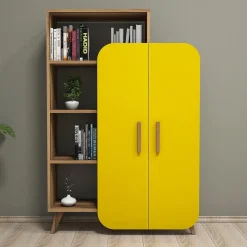 Boekenkast Form Melamine Walnoot Geel