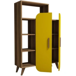 Boekenkast Form Melamine Walnoot Geel