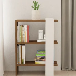 Boekenkast Gaye Walnoot/Wit 70cm