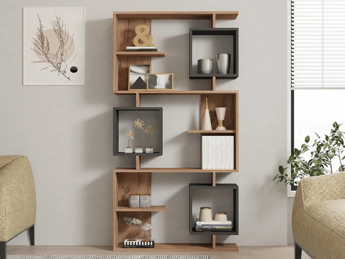 Boekenkast Icardi Naturel/Antraciet