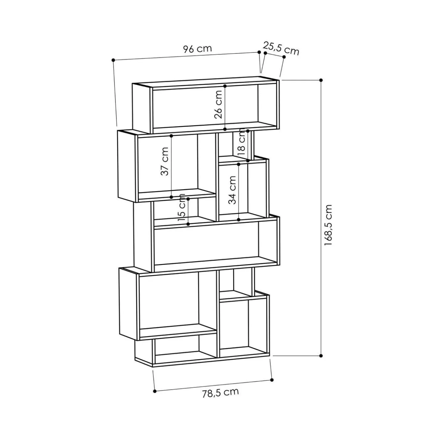 Boekenkast Karmato Melamine Sonoma Eiken