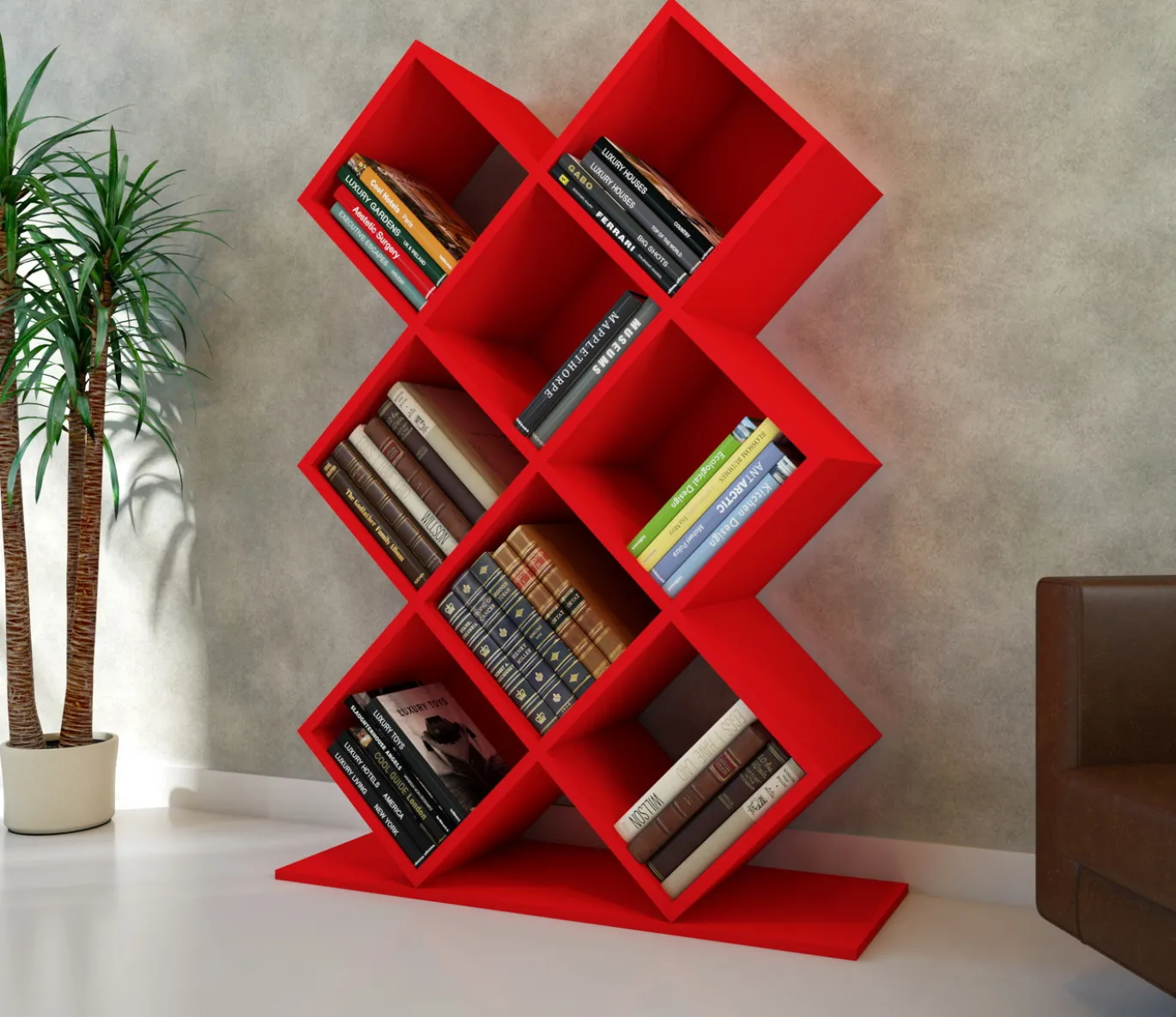 Boekenkast Kumsal Rood 130cm