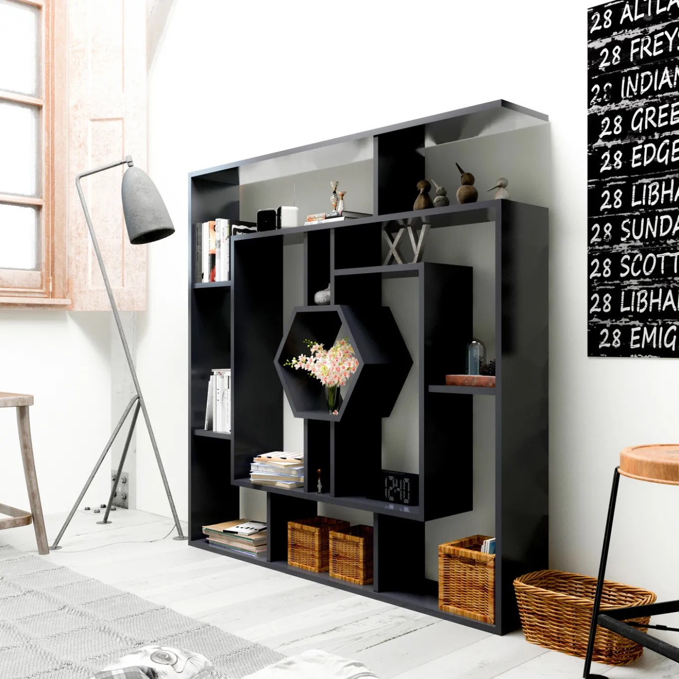 Boekenkast Labrina Zwart