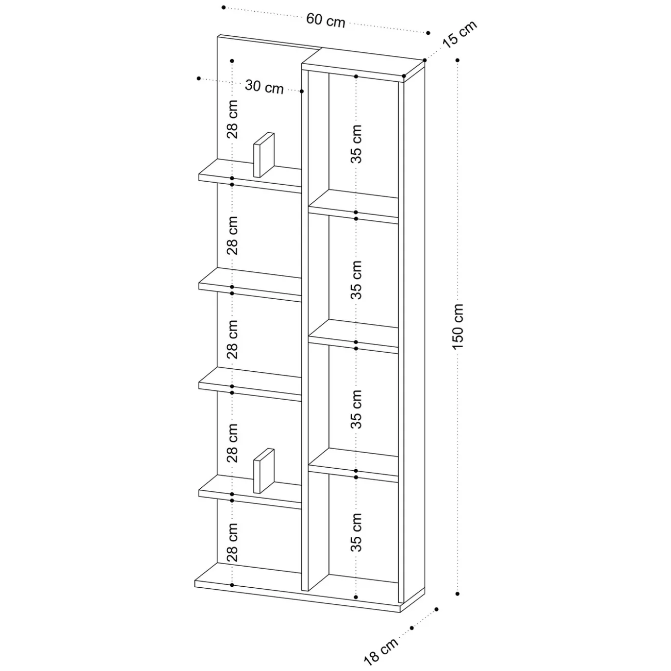 Boekenkast Lily Naturel 150cm
