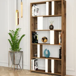 Boekenkast Lima Melamine Walnoot Wit