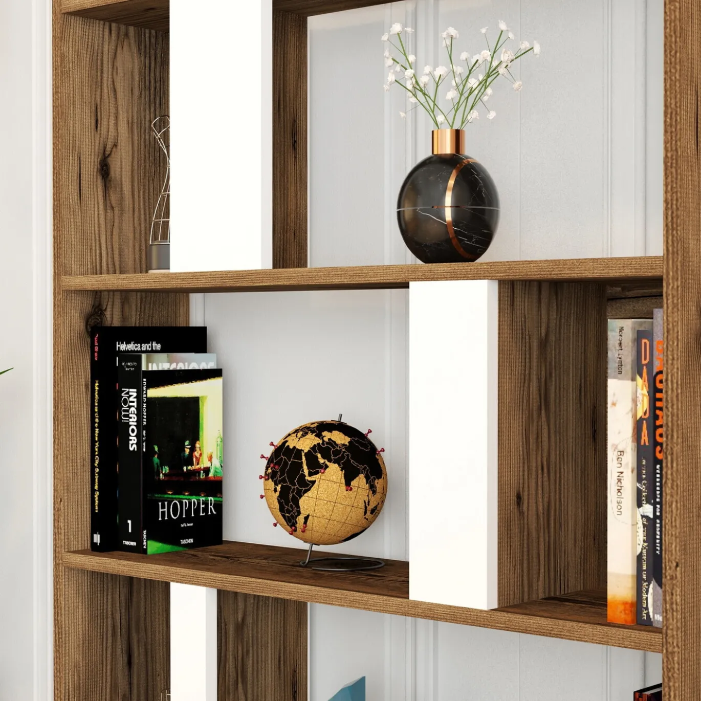 Boekenkast Lima Melamine Walnoot Wit