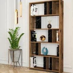 Boekenkast Lima Melamine Walnoot Zwart