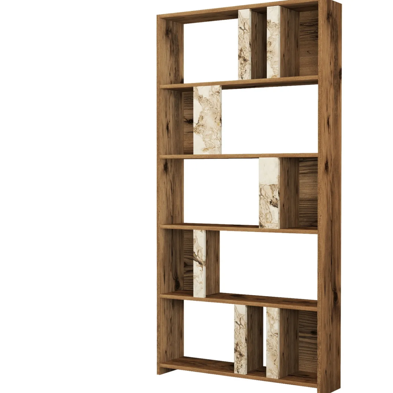 Boekenkast Lima Walnoot/Wit Marmerlook 180cm