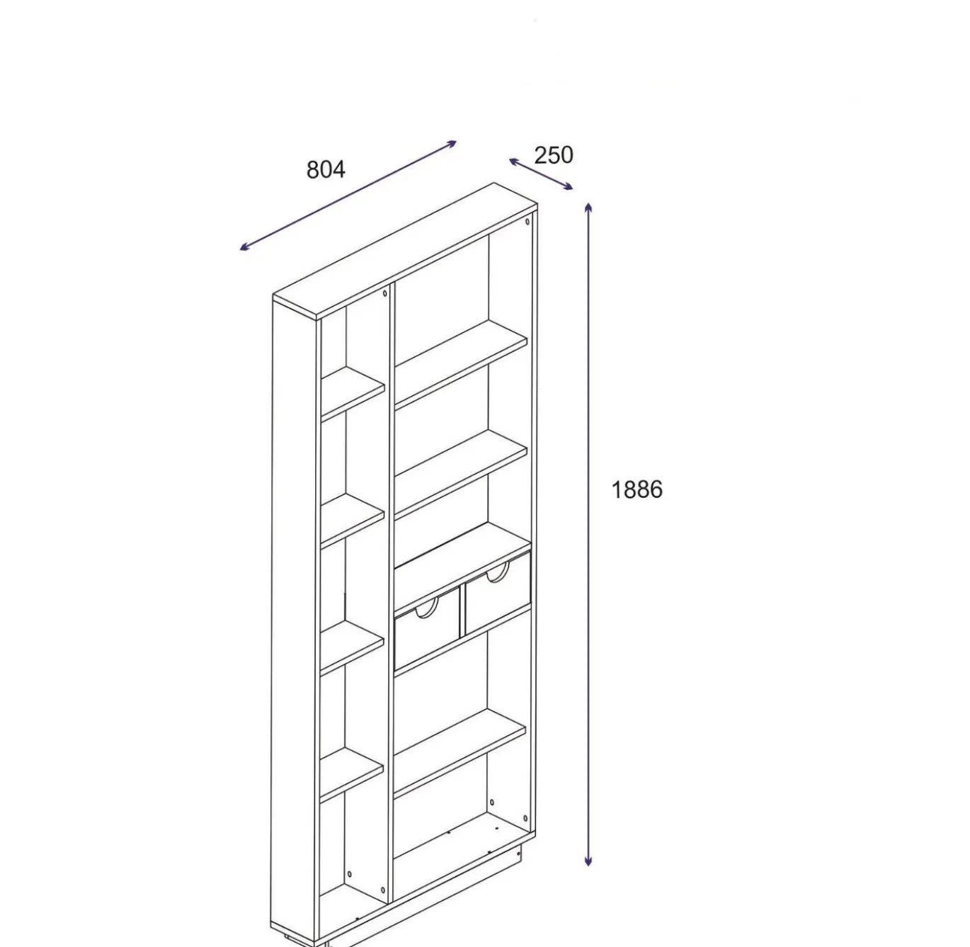 Boekenkast Luma Naturel 190cm