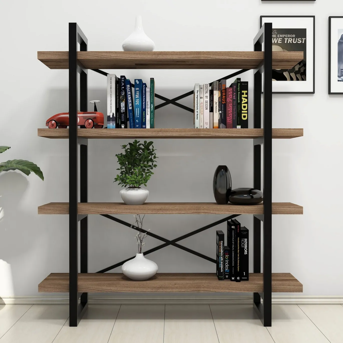 Boekenkast Makro Melamine Walnoot