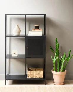 Boekenkast Malibu Zwart 1 Deur H135 cm - Giga Living
