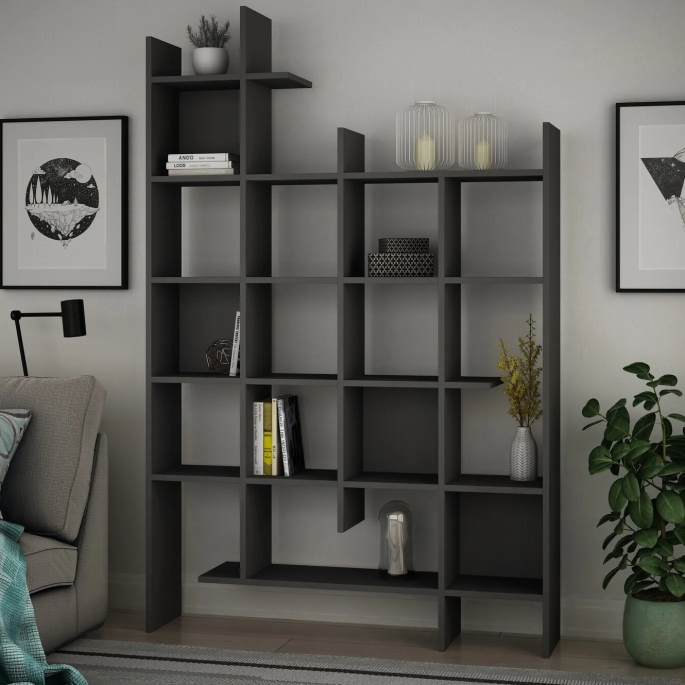 Boekenkast Manco Melamine Antraciet