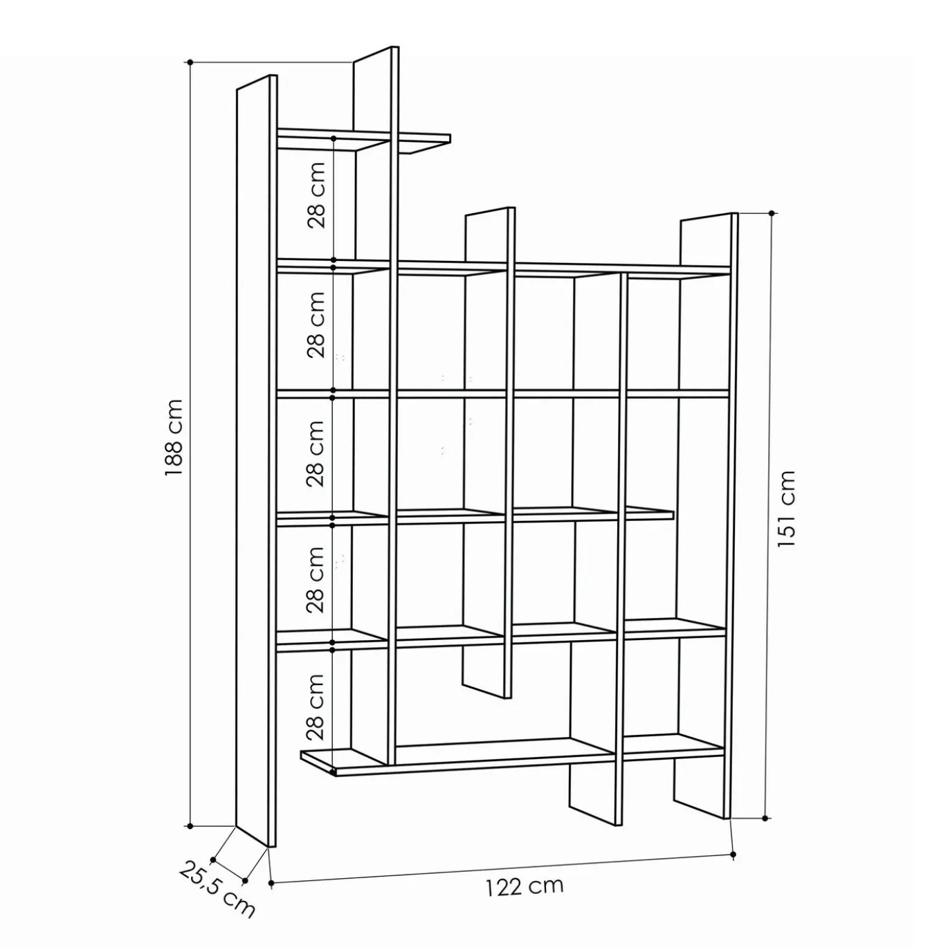 Boekenkast Manco Travertinlook 188cm