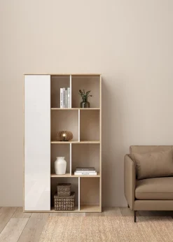 Boekenkast Maze Jackson Hickory Wit Hoogglans 1-deurs - Giga Living