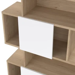 Boekenkast Maze Jackson Hickory Wit Hoogglans 3-deurs - Giga Living