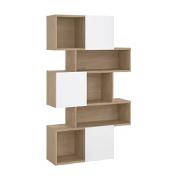 Boekenkast Maze Jackson Hickory Wit Hoogglans 3-deurs - Giga Living