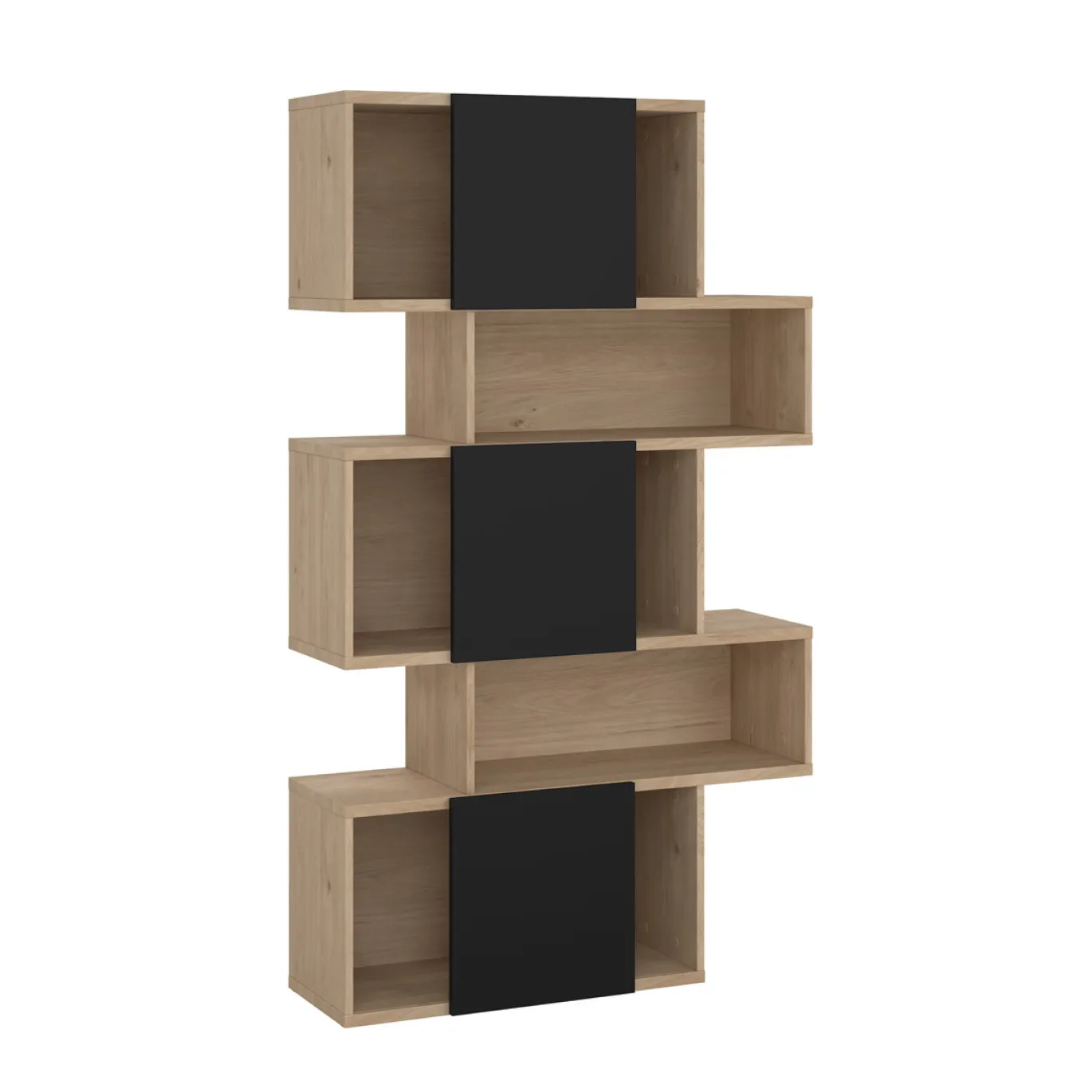 Boekenkast Maze Mat Zwart Jackson Hickory - Giga Living