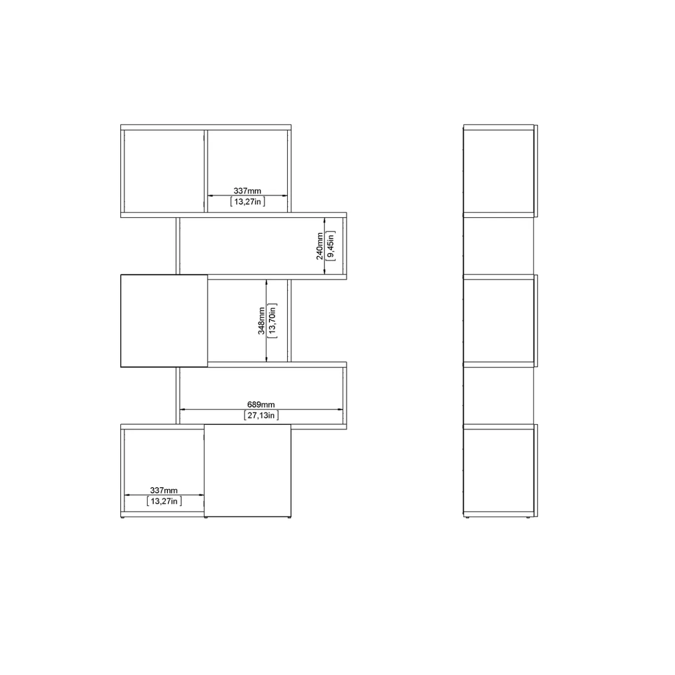 Boekenkast Maze Mat Zwart Jackson Hickory - Giga Living